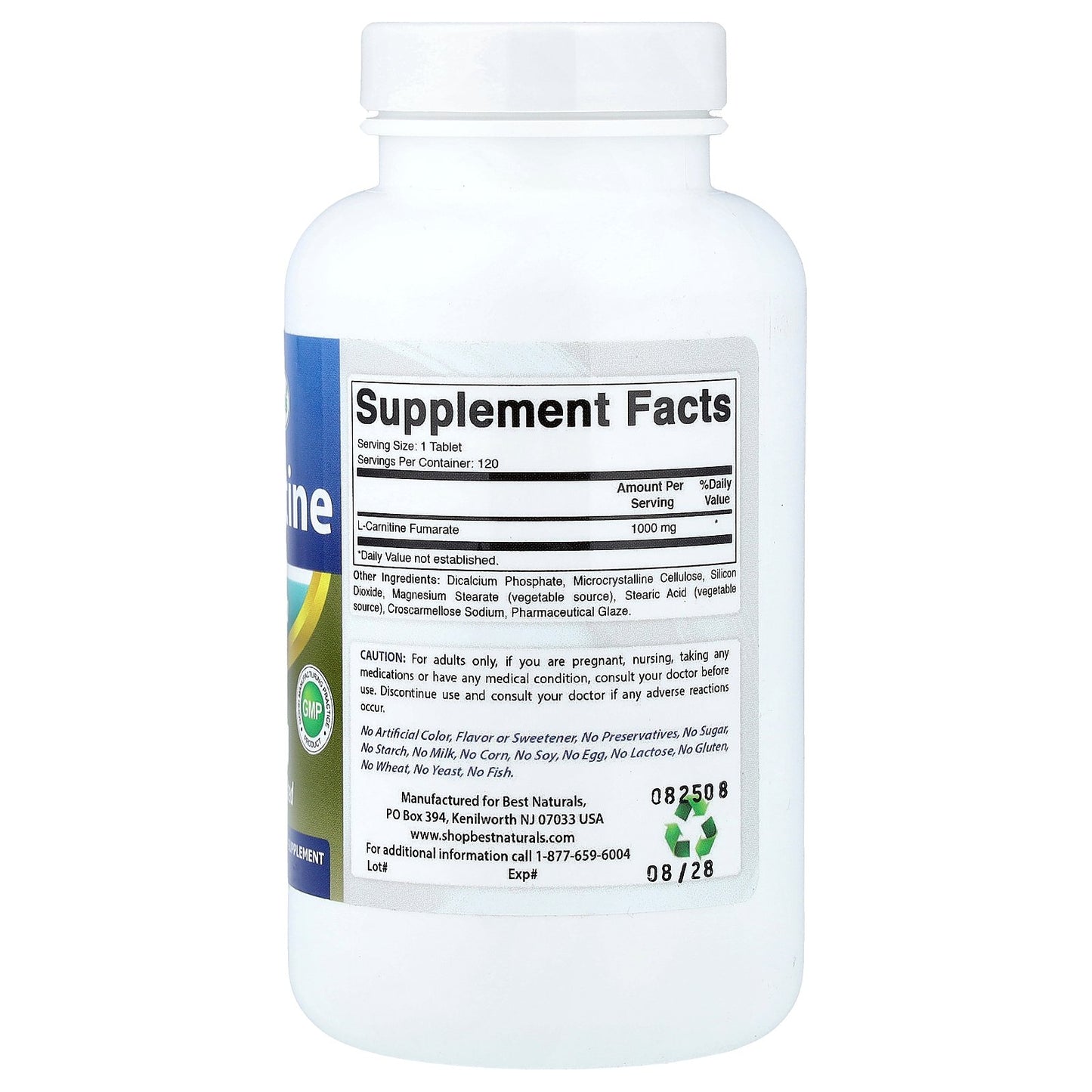 Best Naturals, L-Carnitine, 1,000 mg, 120 Tablets