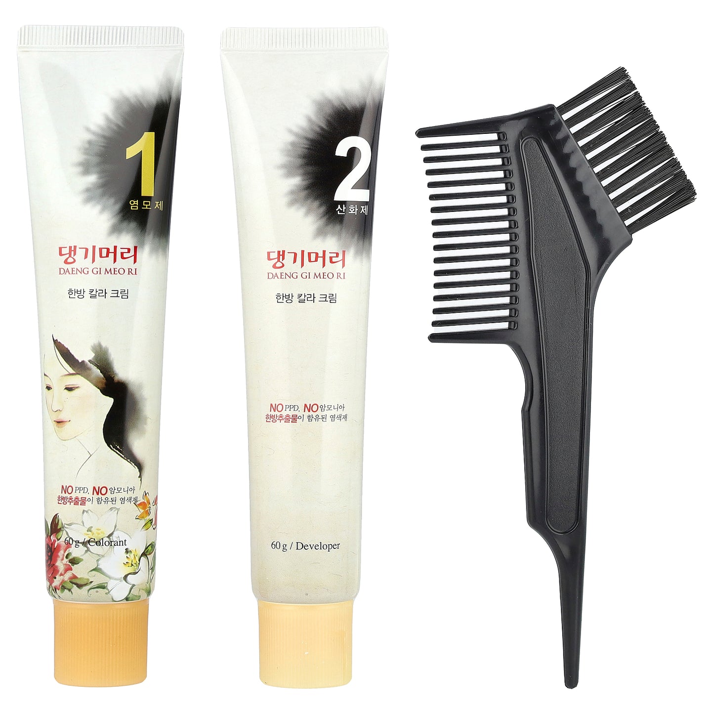 DAENG GI MEO RI, Medicinal Herb Hair Color, Medium Brown, 1 Kit