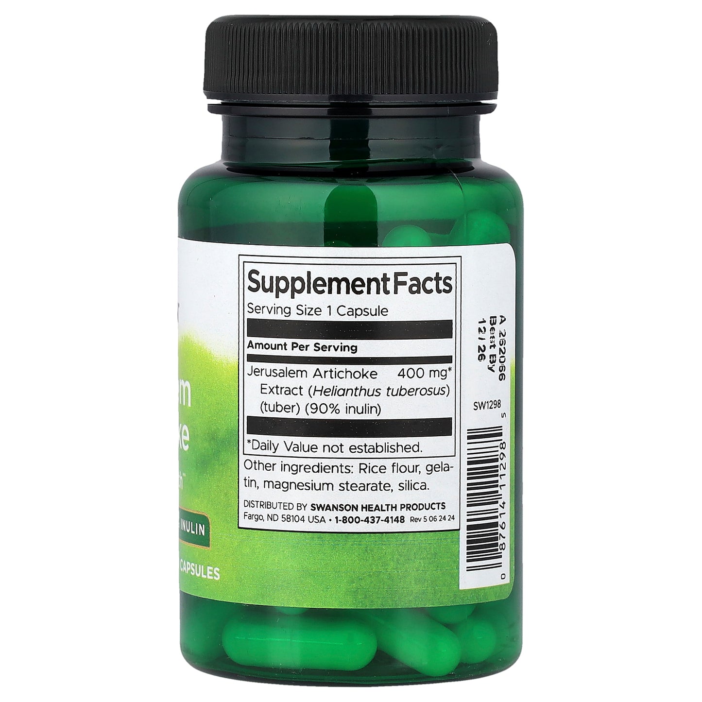 Swanson, Prebiotic Jerusalem Artichoke, 400 mg, 60 Capsules