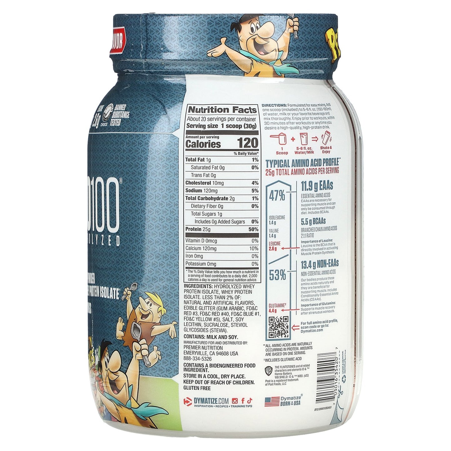 Dymatize, ISO100® Hydrolyzed, 100% Whey Protein Isolate, Fruity Pebbles, 1.34 lbs (610 g)
