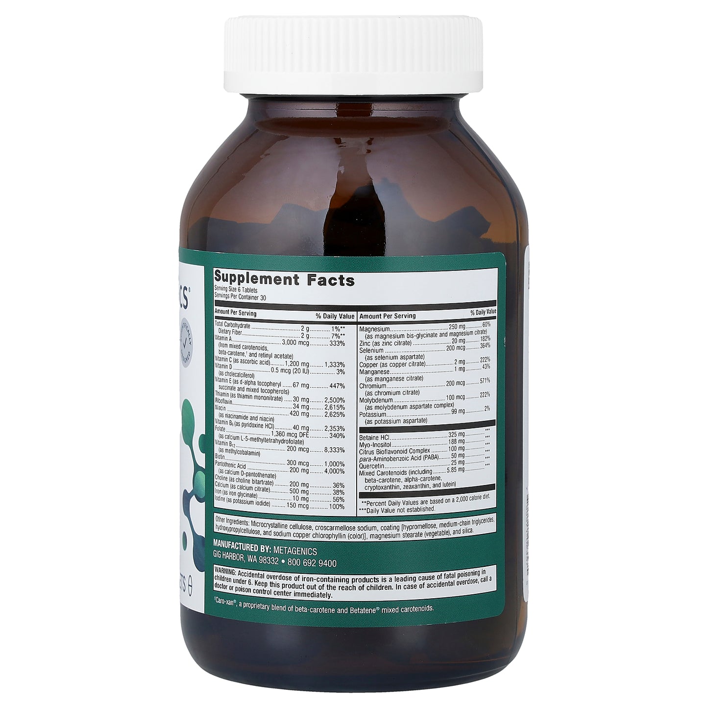 Metagenics, Multigenics® Multivitamin with Iron, 180 Tablets