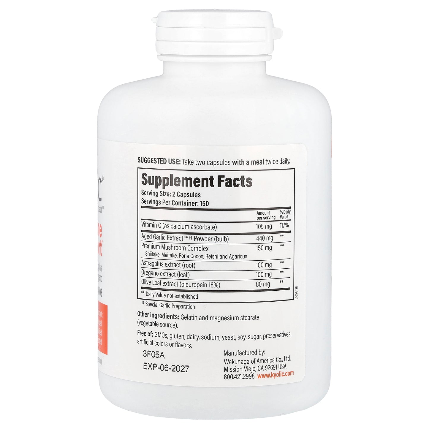 Kyolic, Aged Garlic Extract™, Formula 103, 300 Capsules