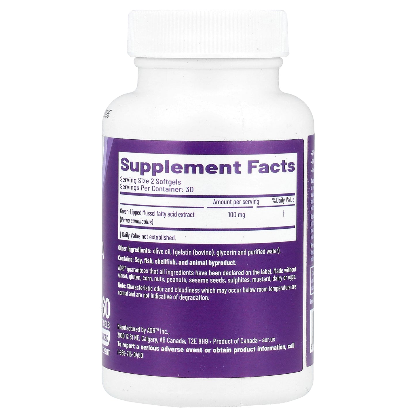 Advanced Orthomolecular Research AOR, Green Lipped FFA, 60 Softgels (50 mg per Softgel)