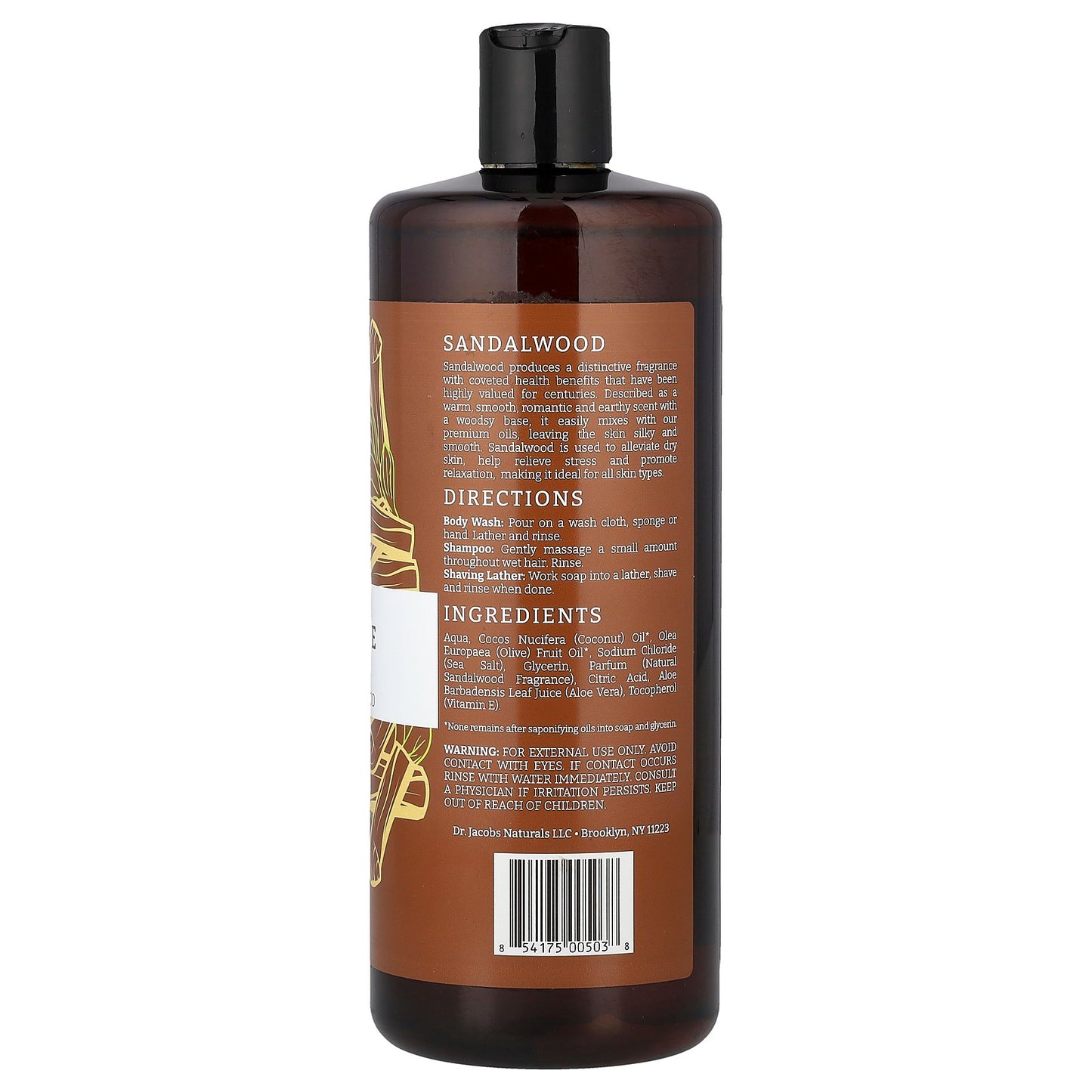 Dr. Jacobs Naturals, Plant-Based Rich Castile Body Wash, Soothing Sandalwood, 32 oz (946 ml)