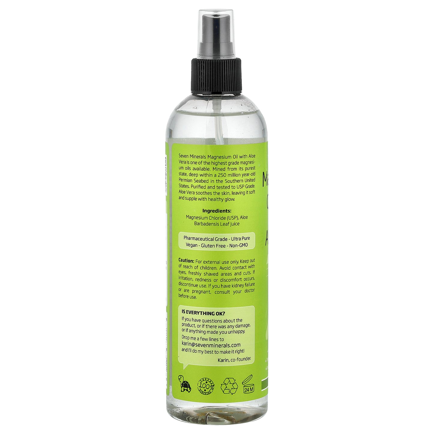 Seven Minerals, Magnesium Oil Spray with Aloe Vera, 12 fl oz (355 ml)