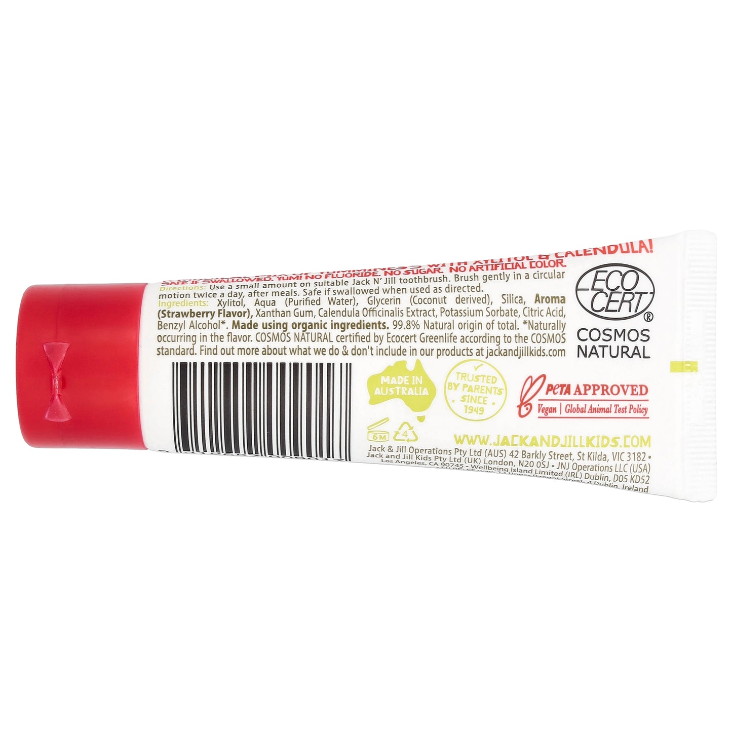 Jack n' Jill, Natural Certified Toothpaste, Strawberry, 1.76 oz (50 g)