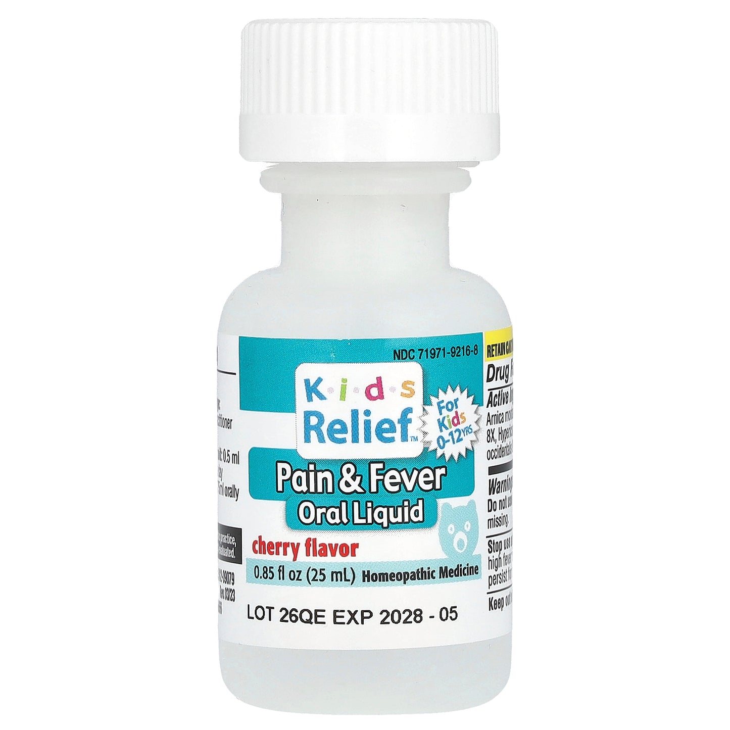 Homeolab USA, Kids Relief, Pain & Fever Oral Liquid, For Kids 0-12 Yrs, Cherry, 0.85 fl oz (25 ml)