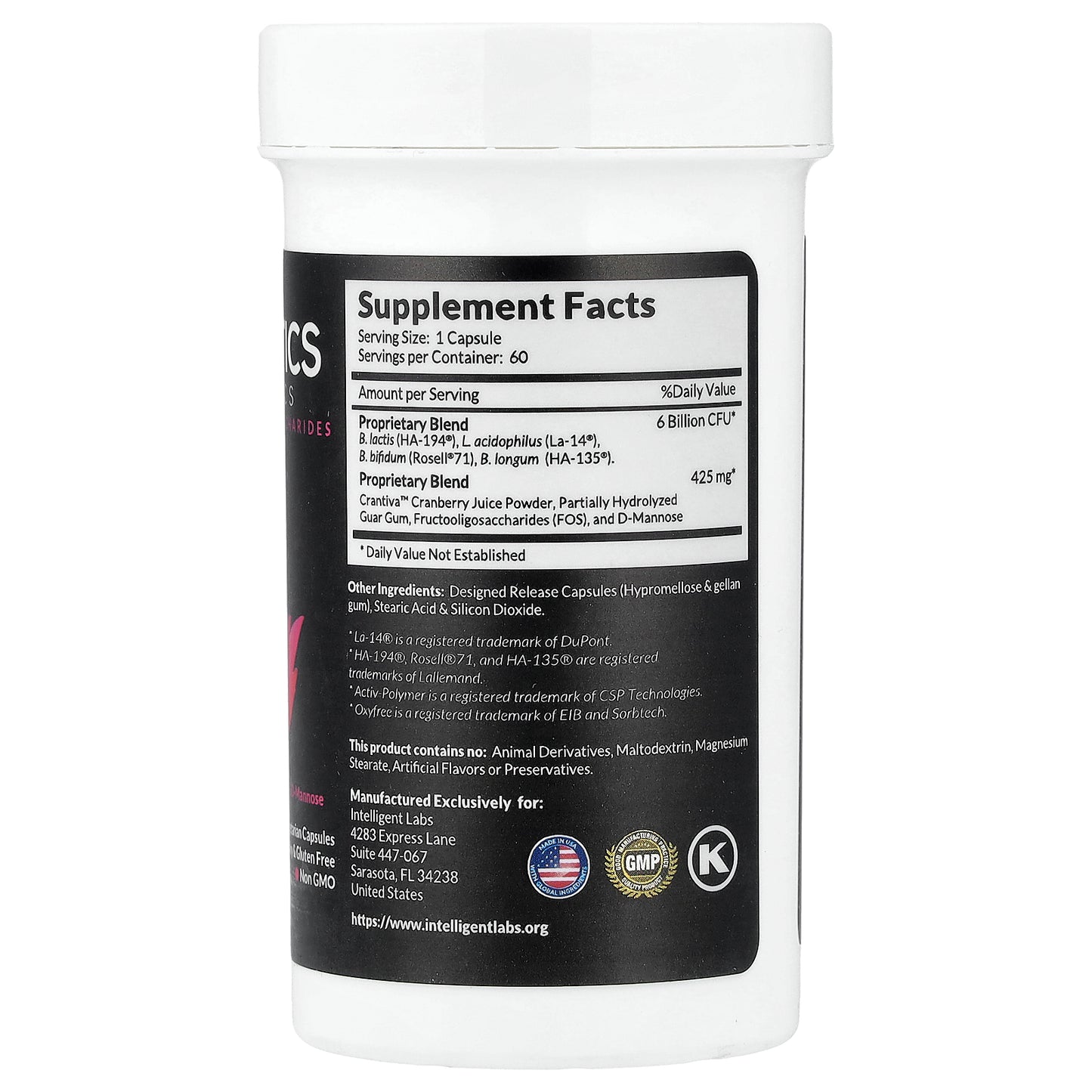 Intelligent Labs, Women's Probiotics & Prebiotics with Fructooligosaccharides, 60 Vegetarian Capsules