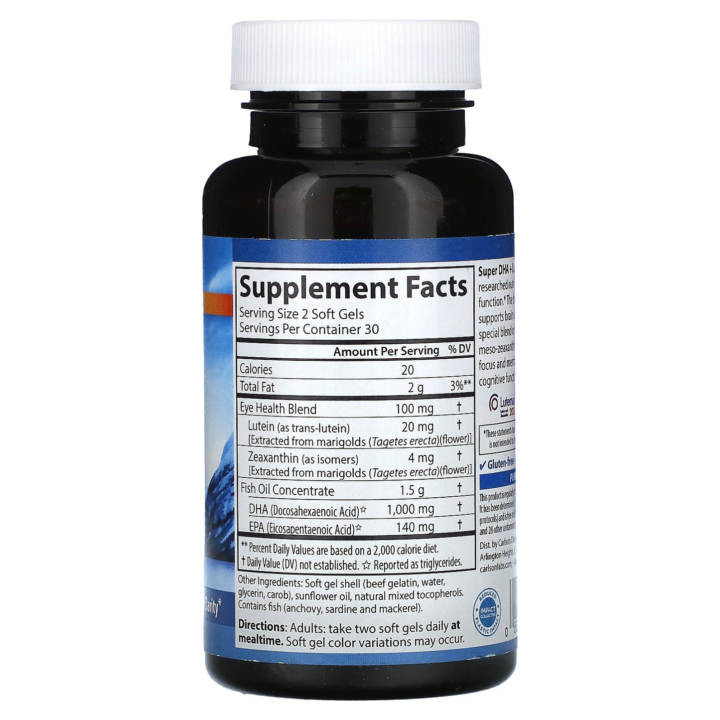 Carlson, Super DHA Plus Lutein, 60 Soft Gels