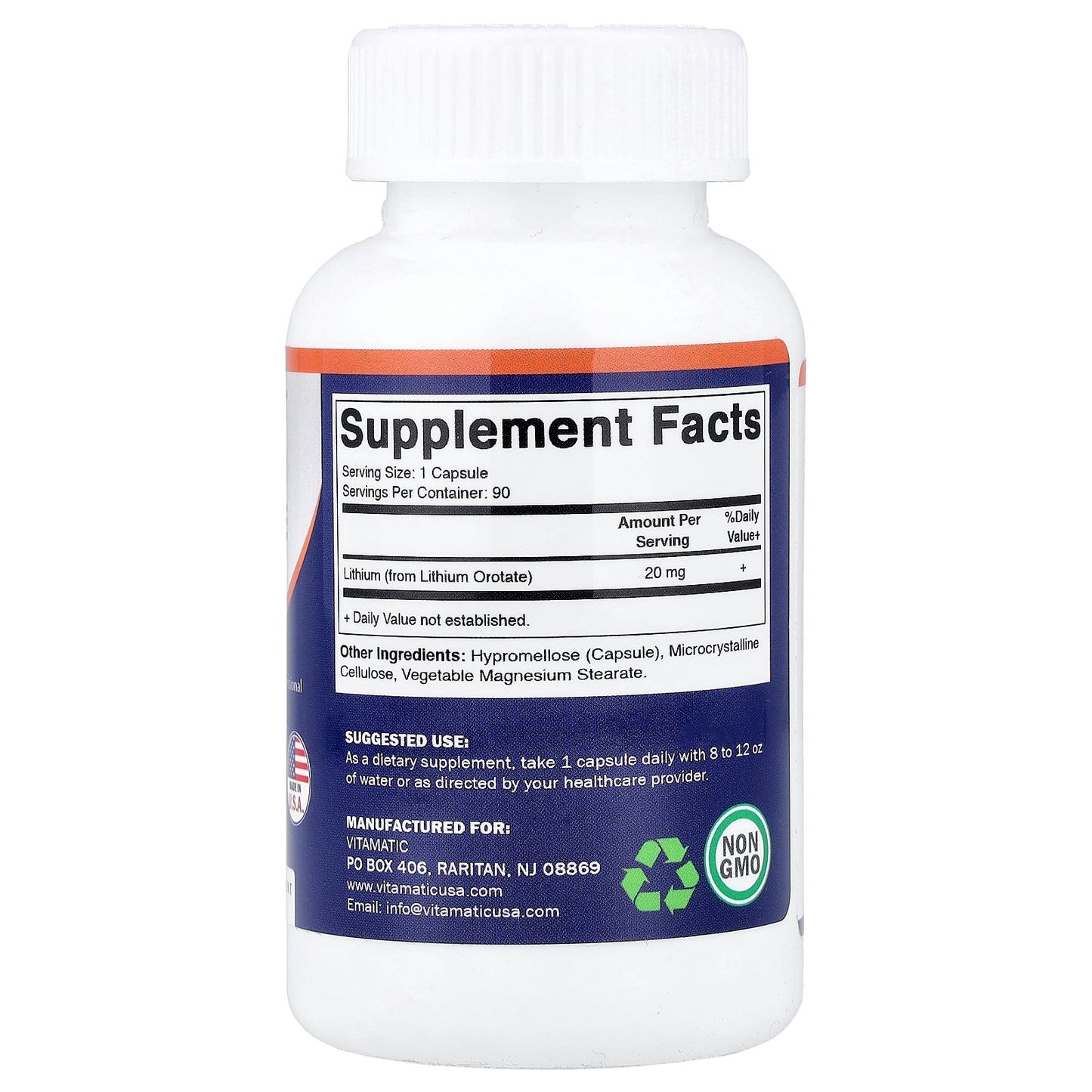 Vitamatic, Lithium Orotate, 20 mg, 90 Vegetable Capsules