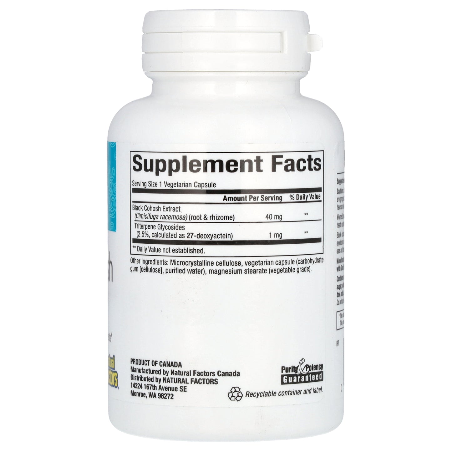 Natural Factors, WomenSense®, Black Cohosh Extract, Menopause Relief, 90 Vegetarian Capsules