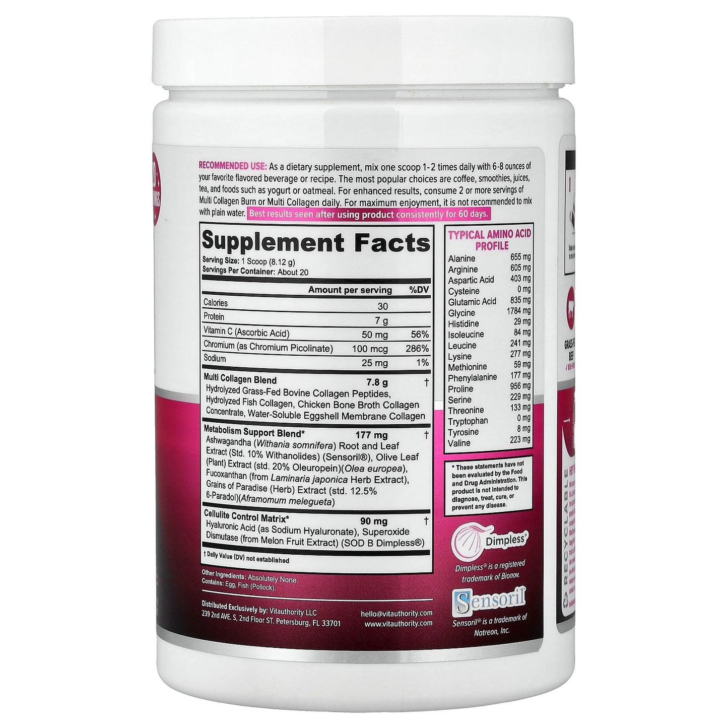 Vitauthority, Multi Collagen Burn, Unflavored, 5.73 oz (162.4 g)