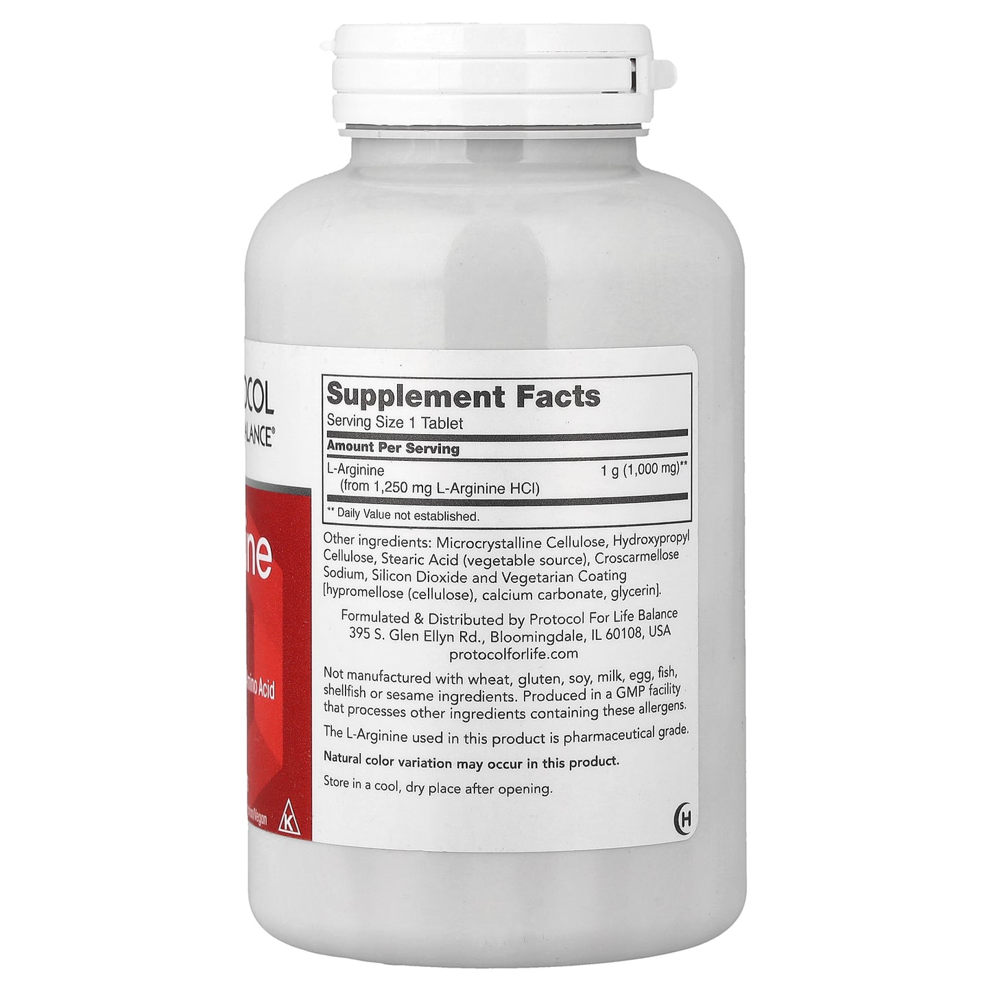 Protocol for Life Balance, L-Arginine, 1,000 mg, 120 Tablets