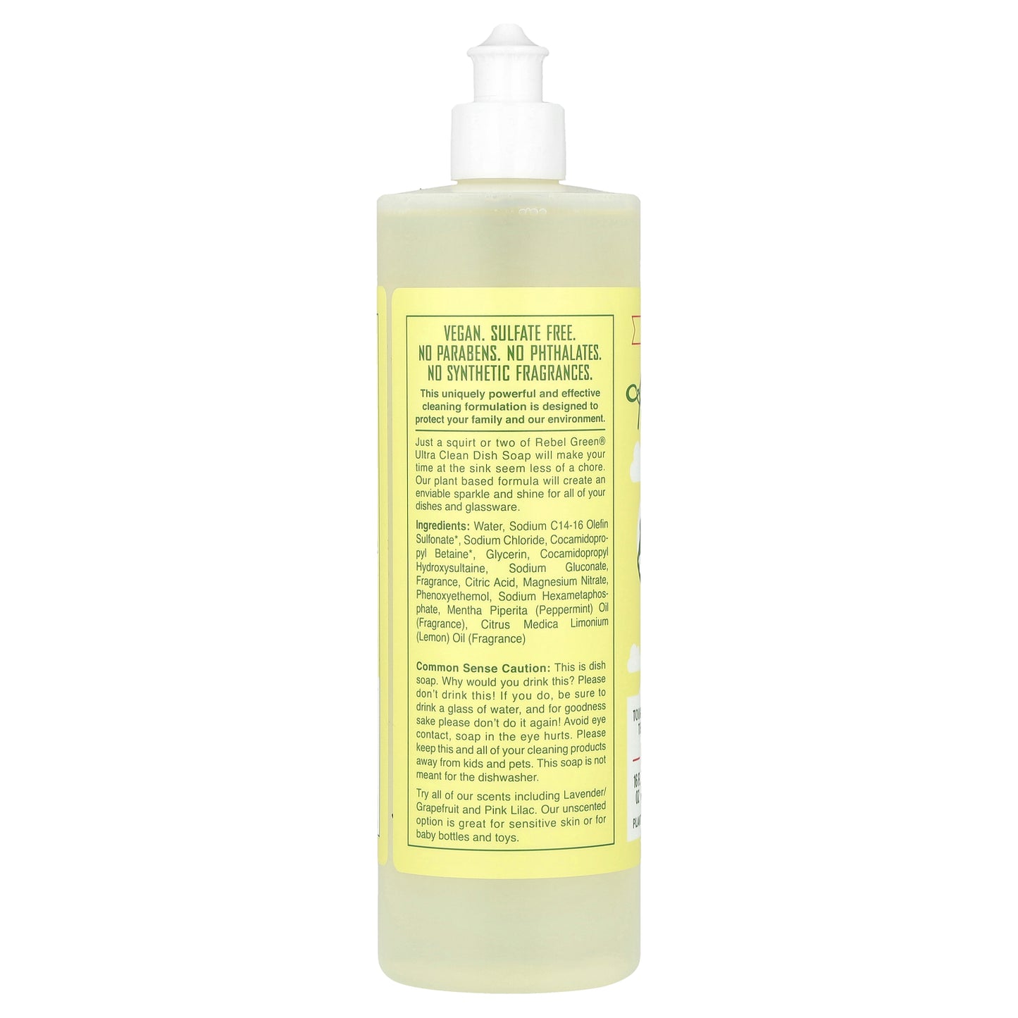 Rebel Green, Ultra Clean Dish Soap, Peppermint & Lemon, 16 fl oz (473 ml)