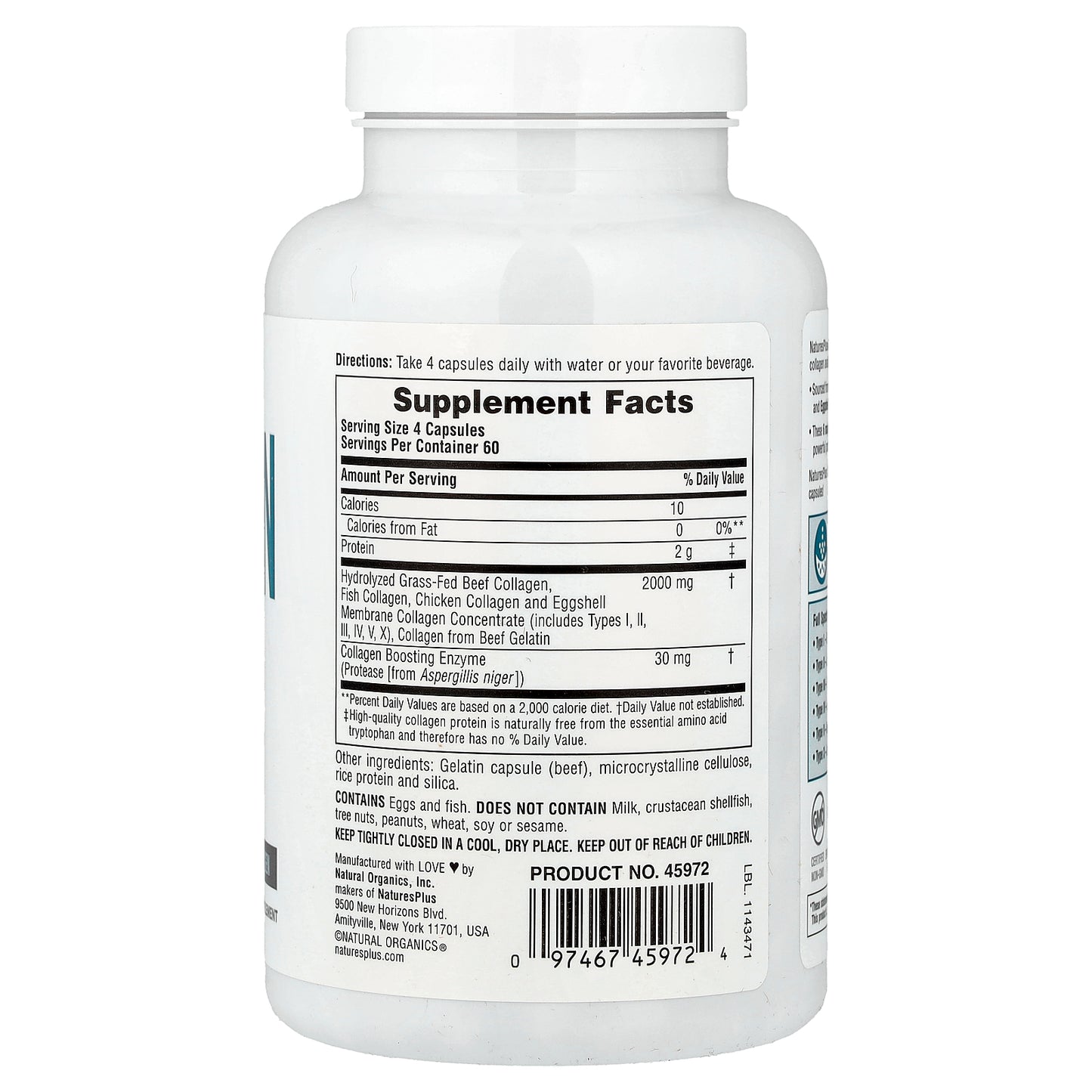 NaturesPlus, Collagen Peptides, 240 Capsules