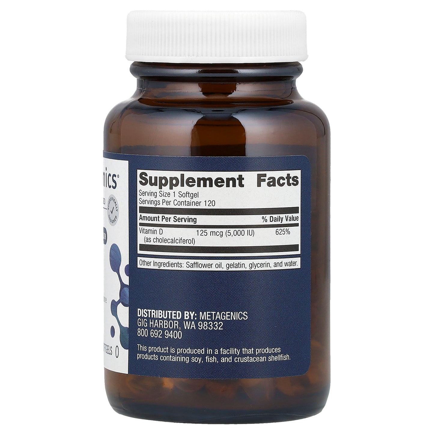 Metagenics, Vitamin D3 5000, 125 mcg (5,000 IU), 120 Softgels