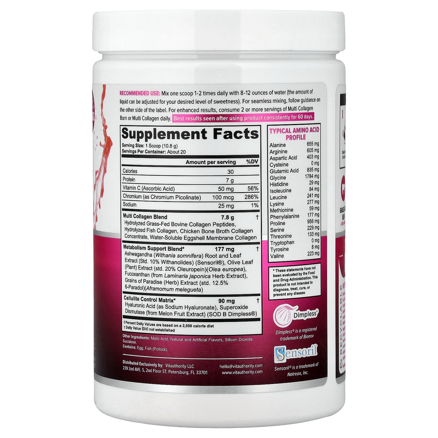 Vitauthority, Multi Collagen Burn, Strawberry Lemonade, 7.62 oz (216 g)