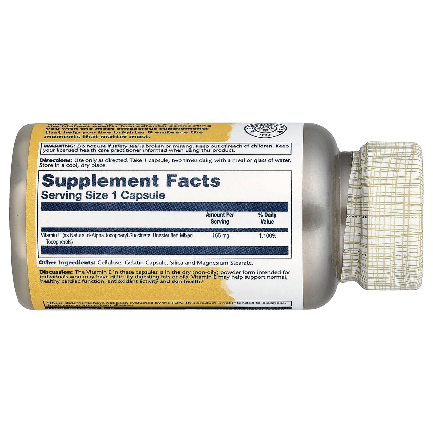 Solaray, Dry Form Vitamin E, 165 mg, 100 Capsules