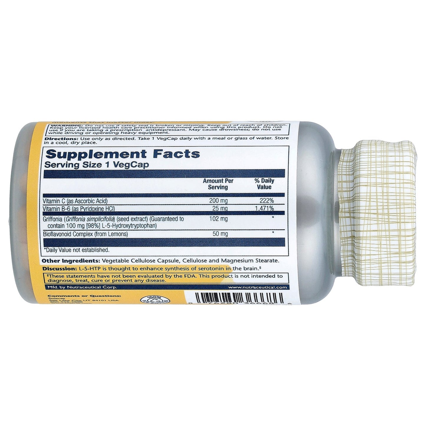 Solaray, 5-HTP with Vitamin C & B-6, 60 Vegcaps