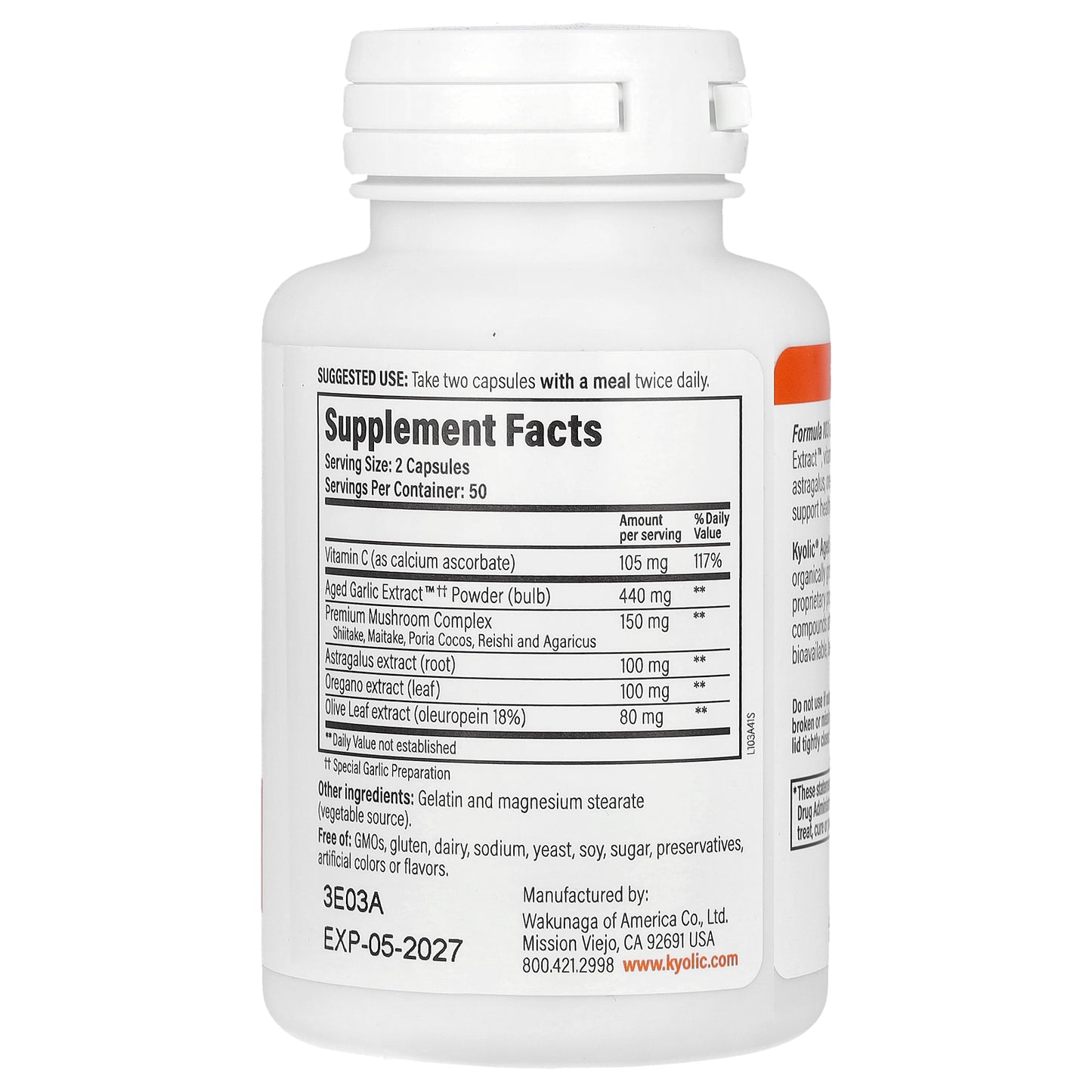 Kyolic, Aged Garlic Extract™, Immune Support, Formula 103, 100 Capsules