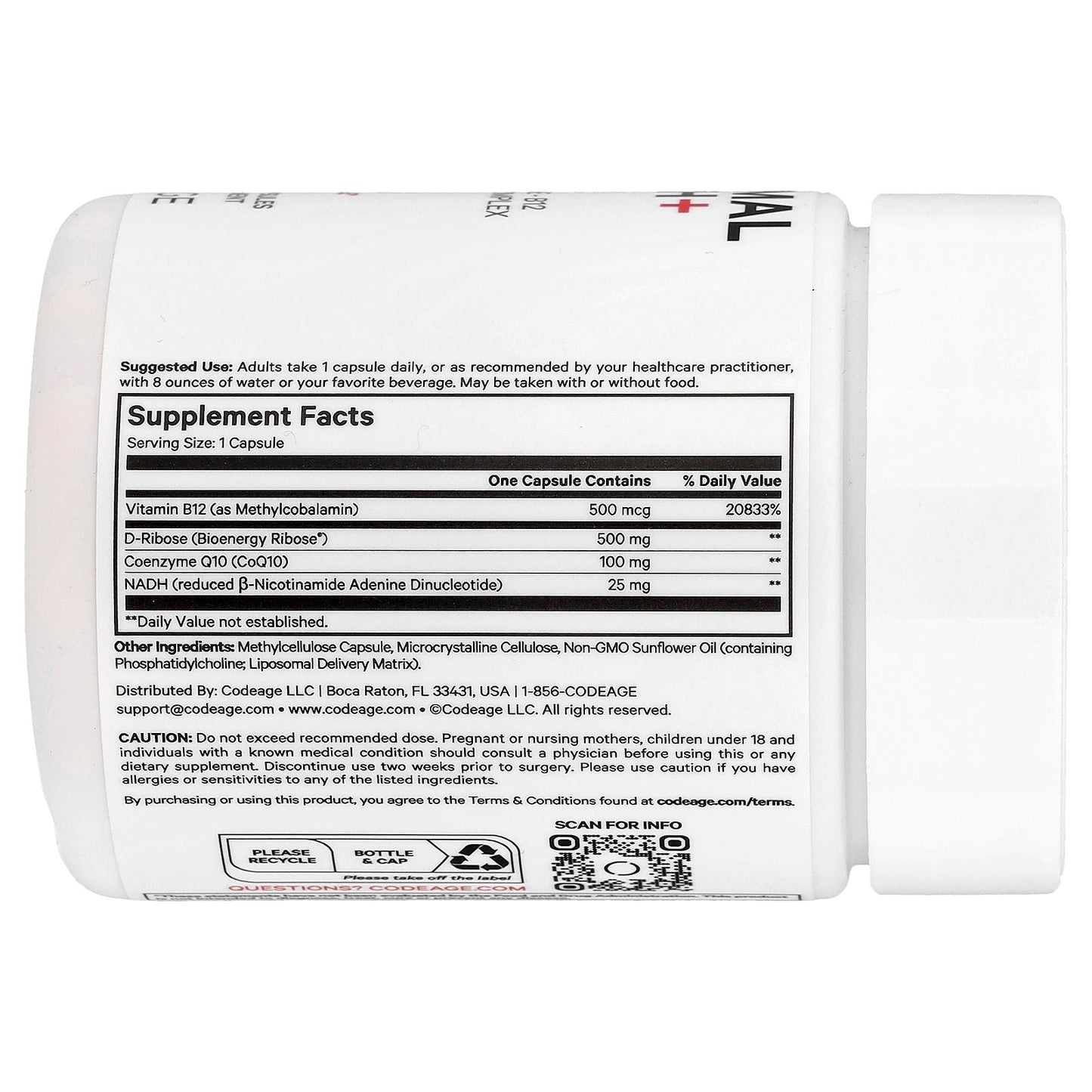 Codeage, Sport, Liposomal NADH+, 60 Vegetable Capsules