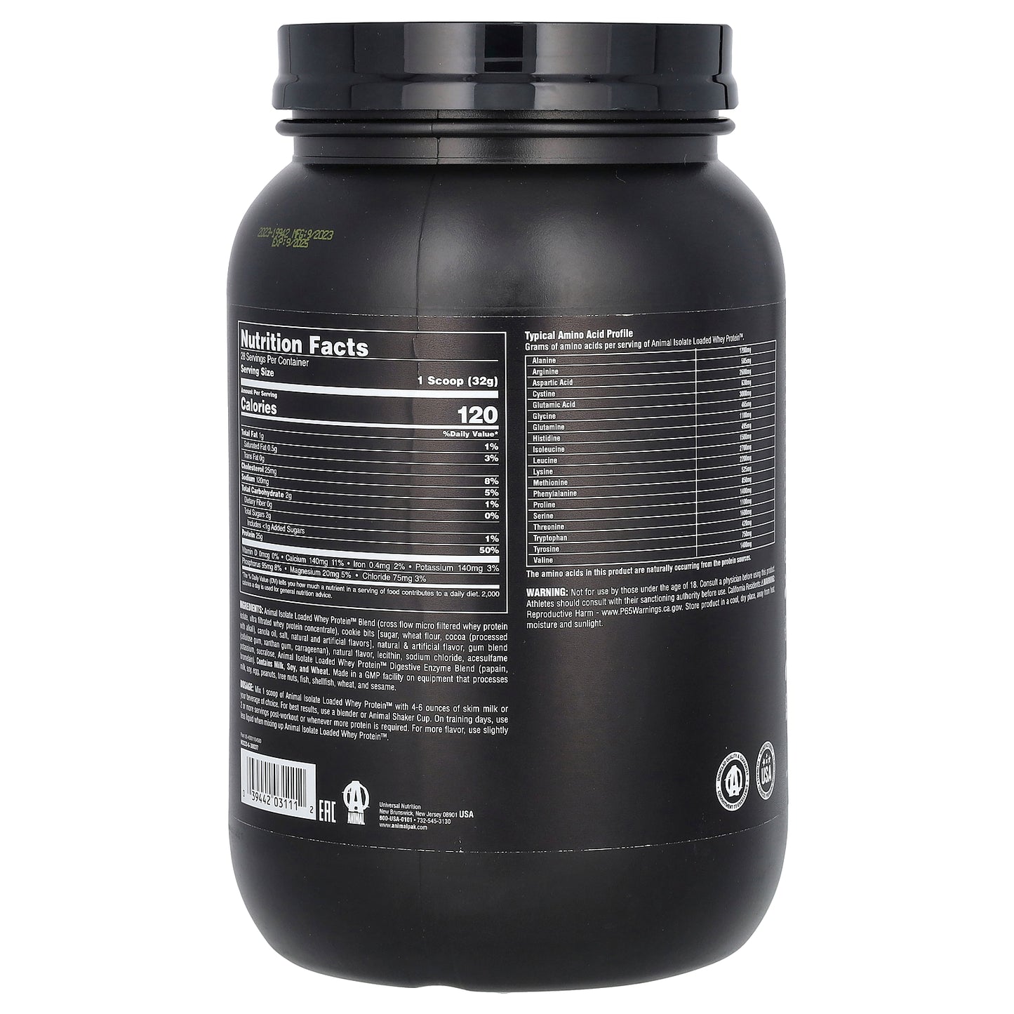 Animal, Isolate Loaded Whey Protein Powder, Cookies & Cream, 2 lb (907 g)