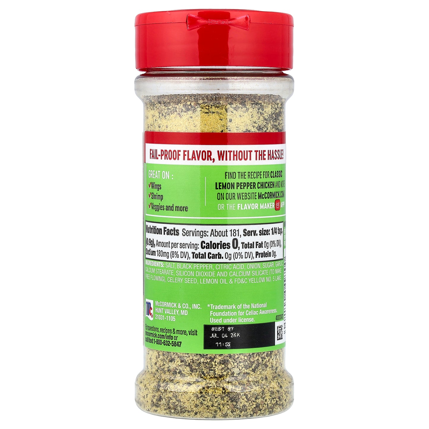 McCormick, Perfect Pinch®, Lemon & Pepper Seasoning, 5.75 oz (163 g)