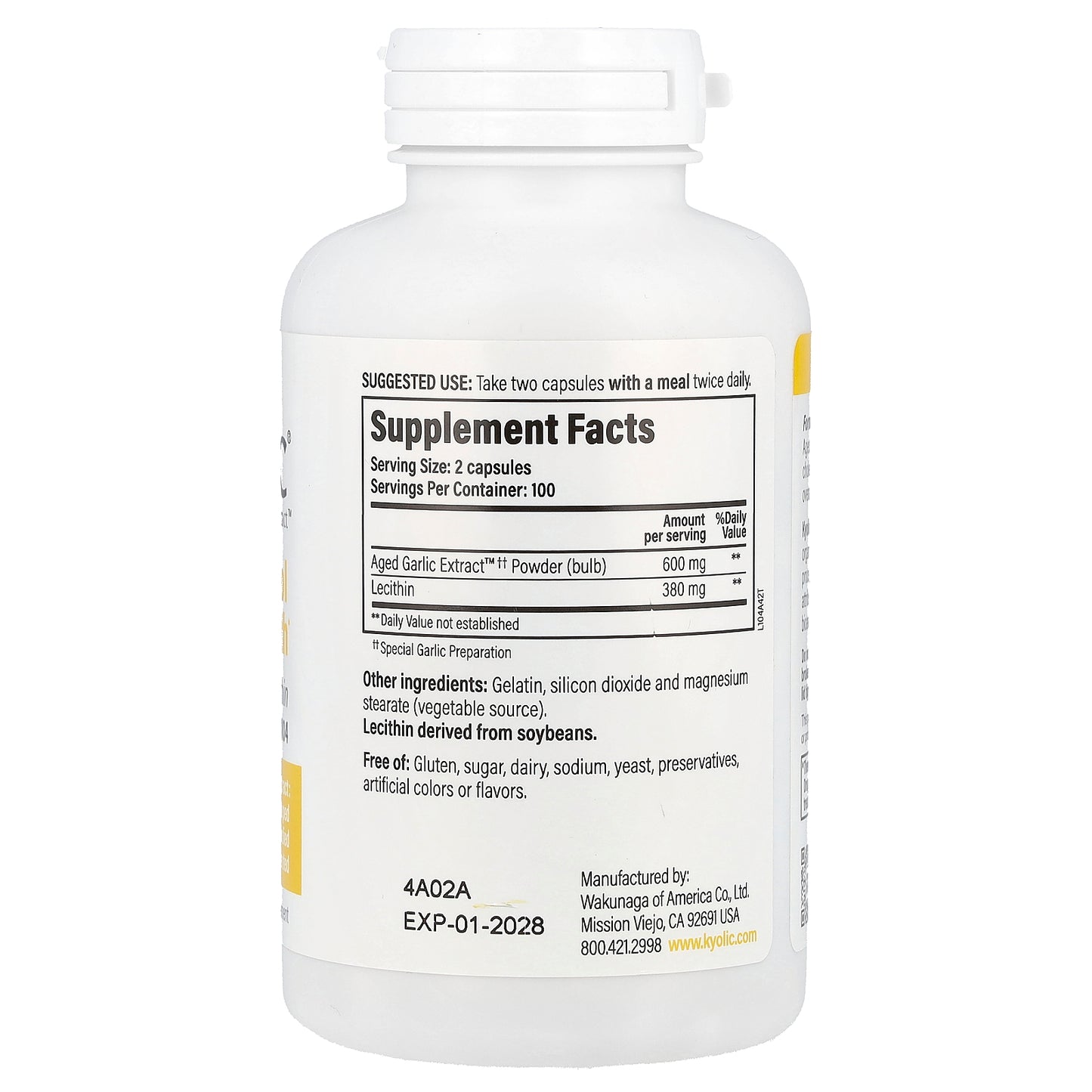 Kyolic, Aged Garlic Extract™, Cholesterol Health, Formula 104, 200 Capsules