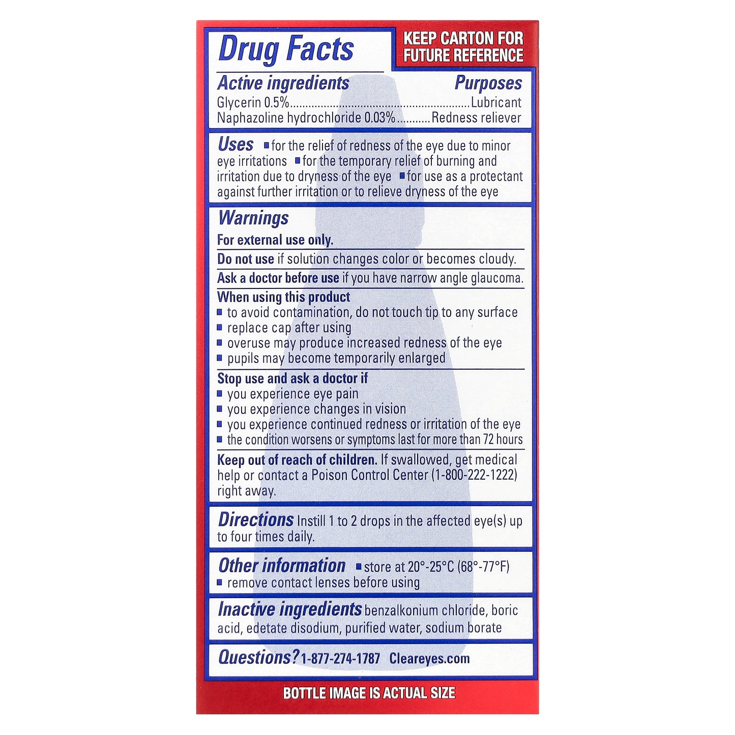 Clear Eyes, Maximum Redness Relief, Lubricant/Redness Reliever Eye Drops, 0.5 fl oz (15 ml)