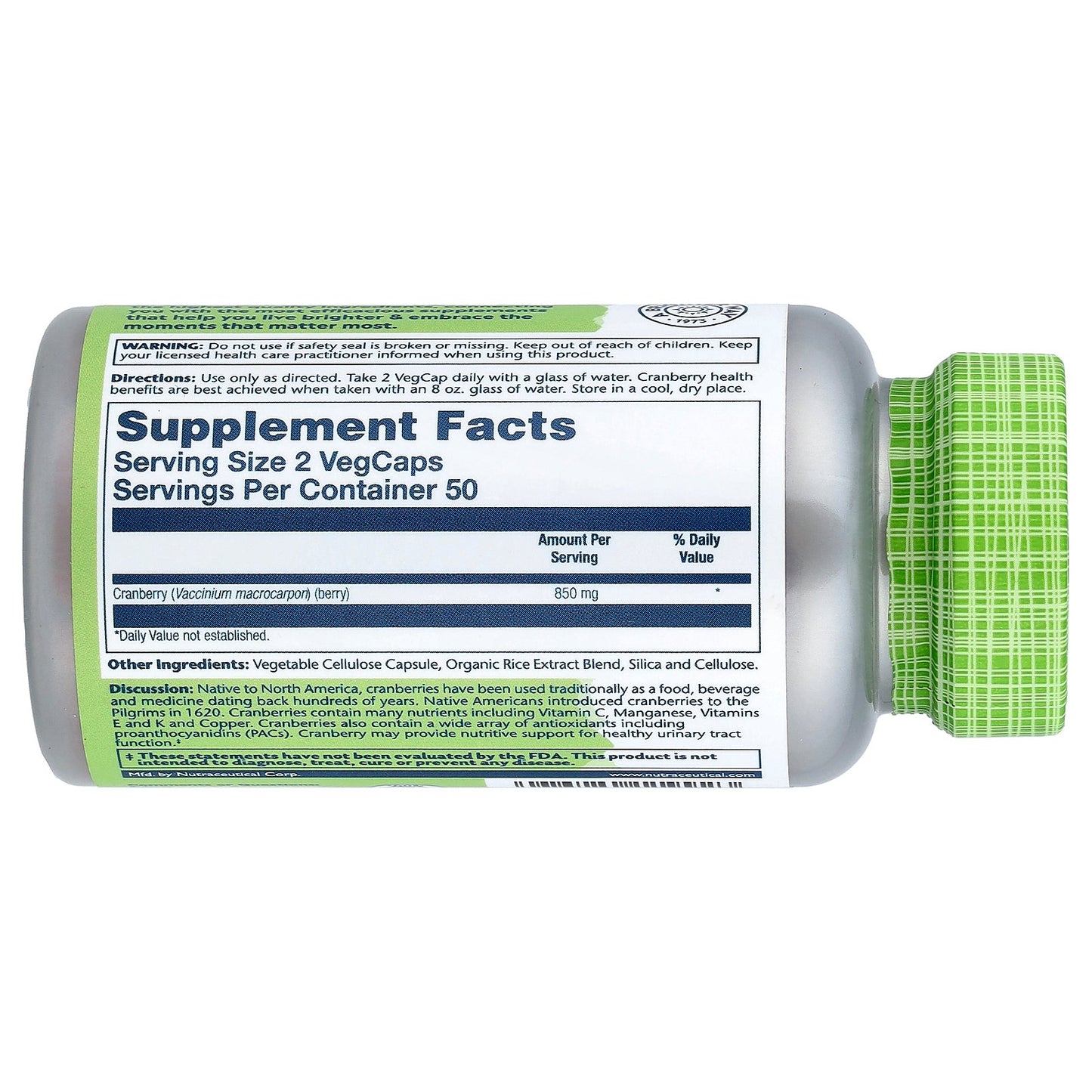 Solaray, True Herbs, Cranberry, 100 VegCaps (425 mg per Capsule)