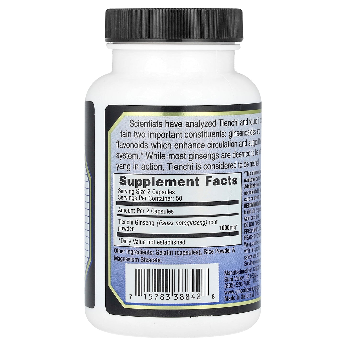 Imperial Elixir, Tienchi Ginseng, 100 Capsules (500 mg per Capsule)