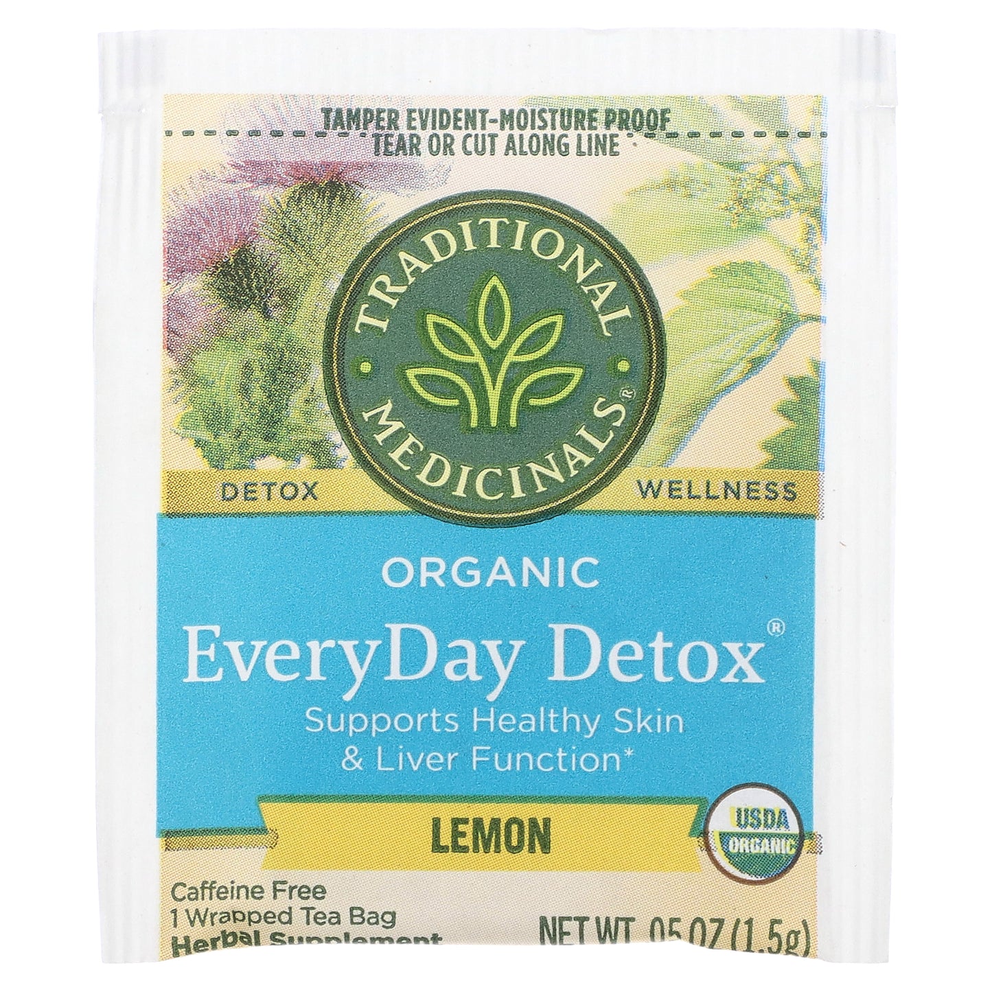 Traditional Medicinals, Organic EveryDay Detox®, Lemon, Caffeine Free, 16 Wrapped Tea Bags, 0.85 oz (24 g)