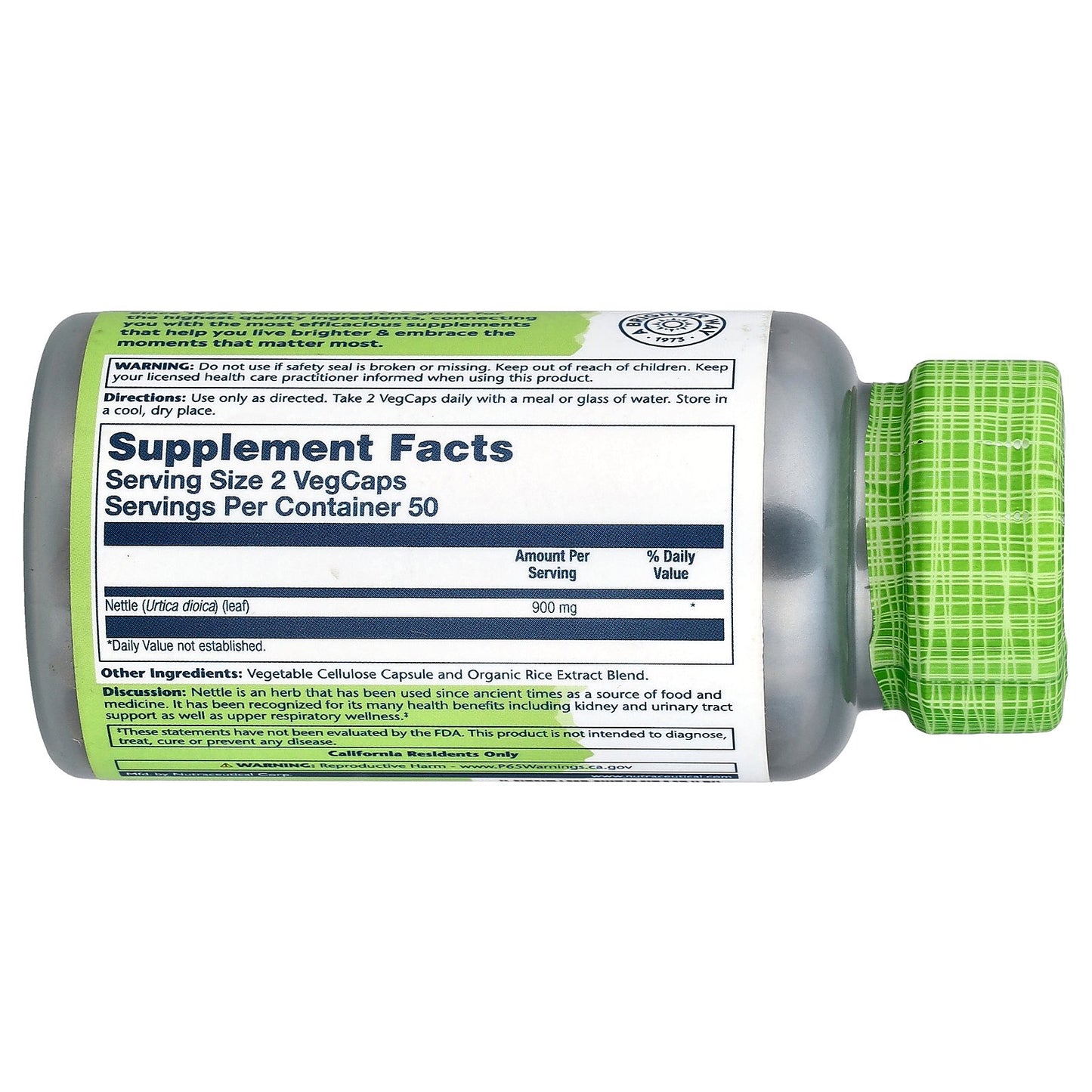 Solaray, True Herbs, Nettle, 100 VegCaps (450 mg per Capsule)