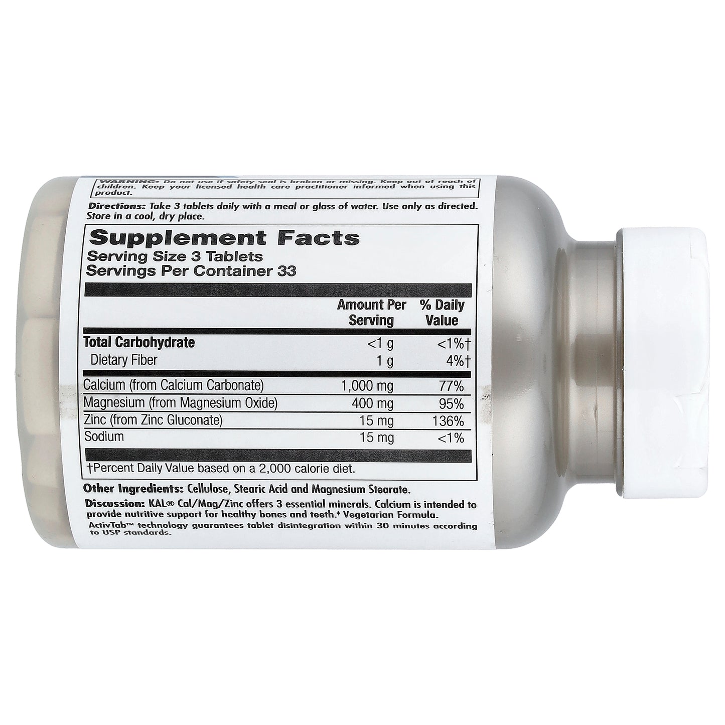 KAL, Cal/Mag/Zinc, High Potency , 100 Tablets