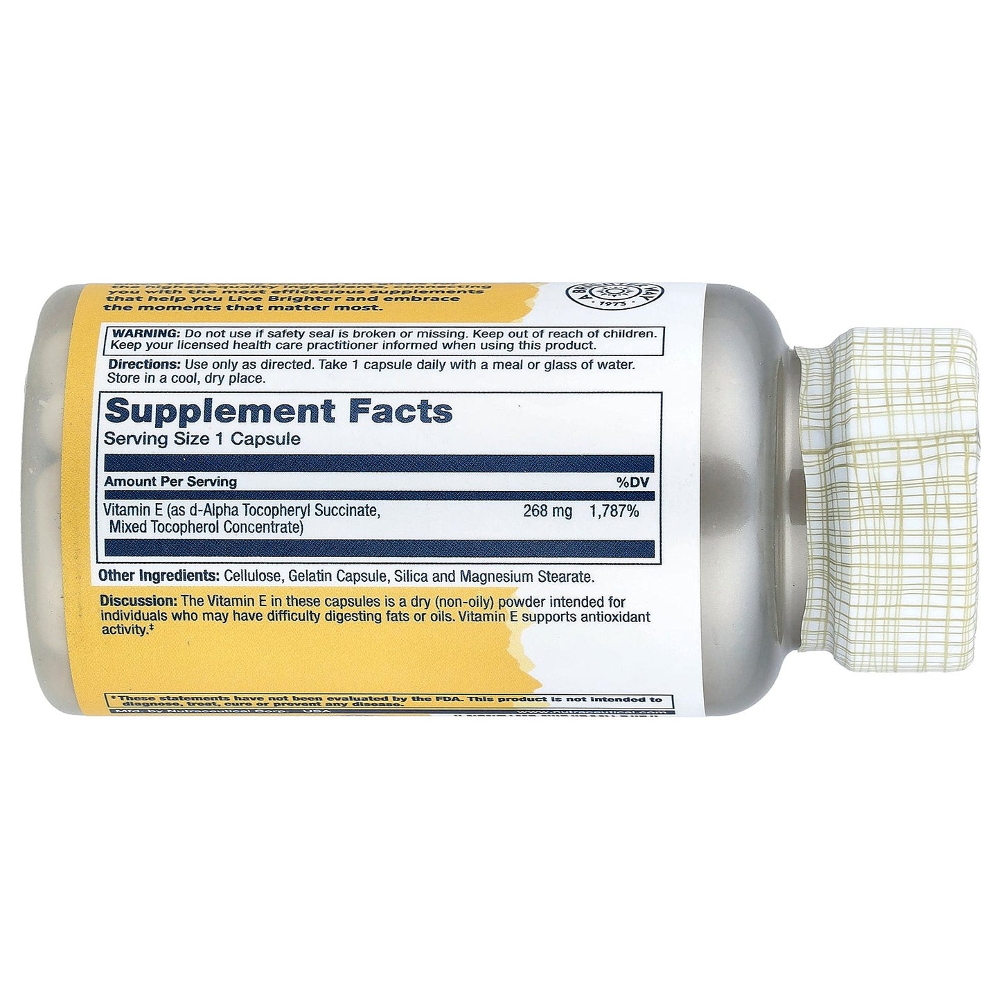 Solaray, Vitamin E with Mixed Tocopherols, 268 mg, 50 Capsules