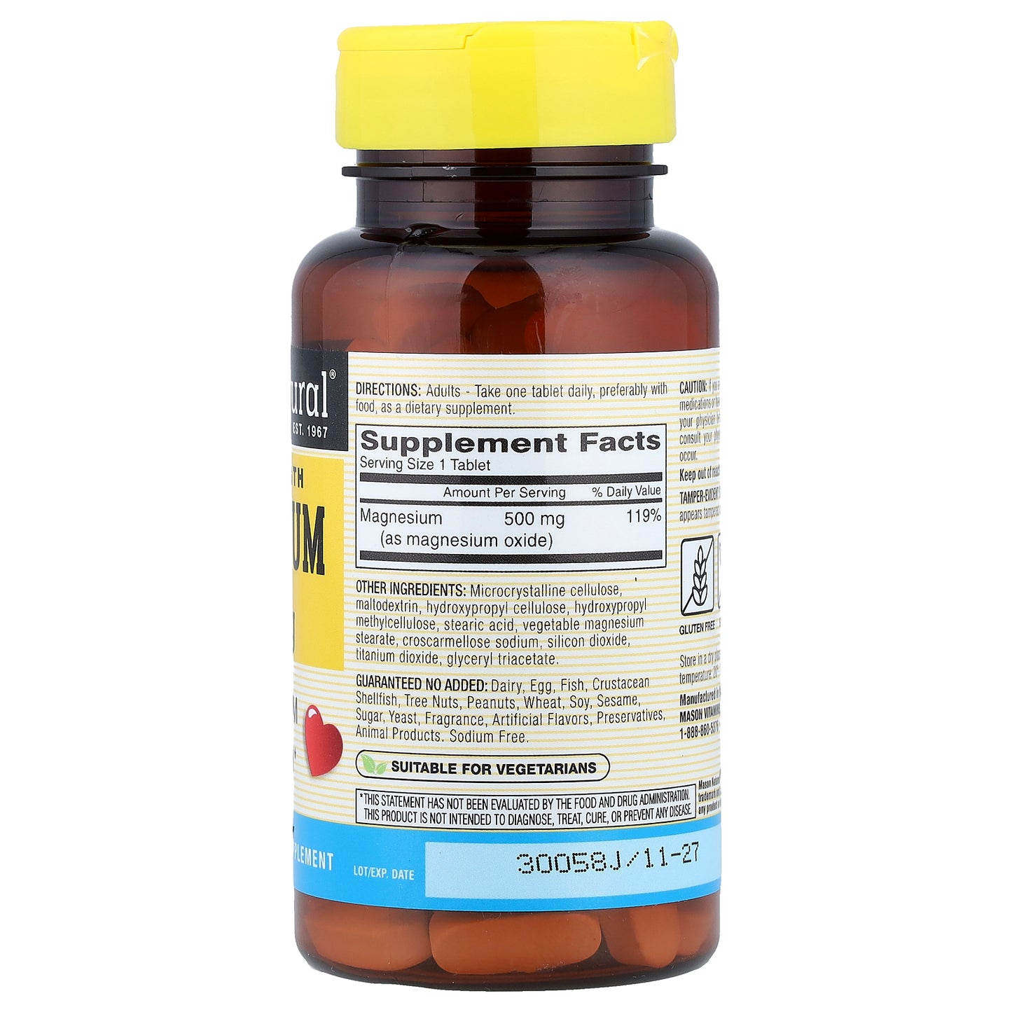 Mason Natural, Magnesium, 500 mg, 100 Tablets