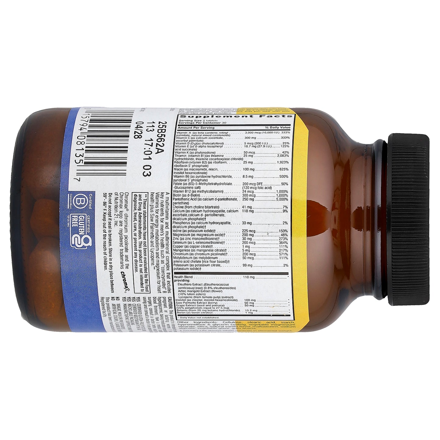 Country Life, Max for Men®, Multivitamin & Mineral Complex, Iron Free, 60 Tablets