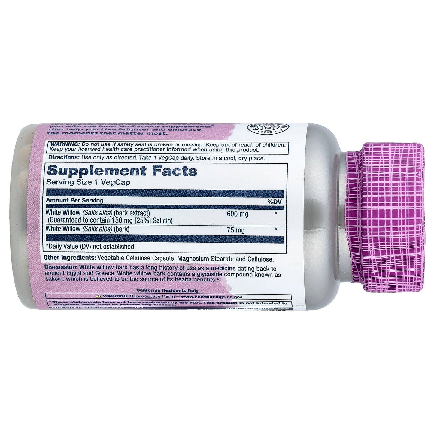 Solaray, Vital Extracts, White Willow, 60 VegCaps