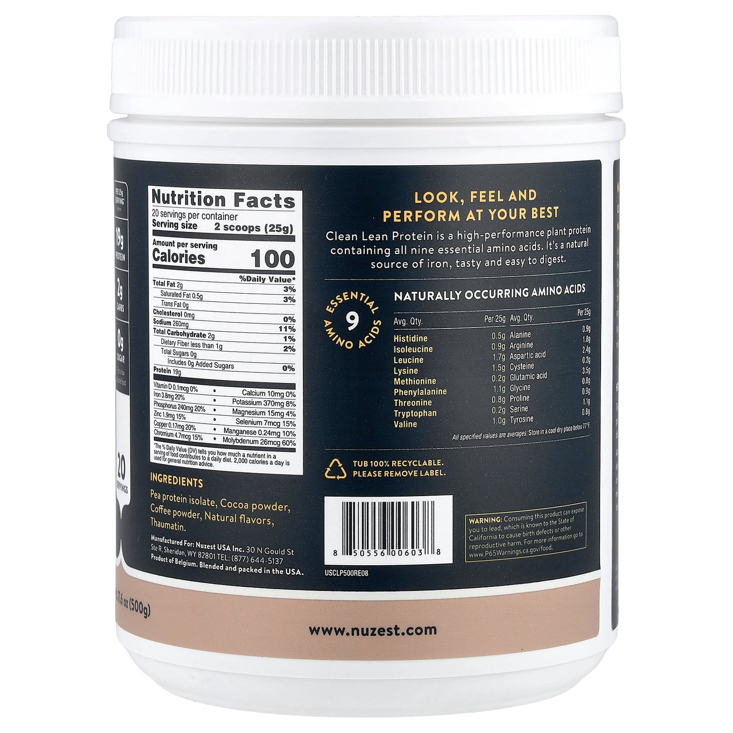 Nuzest, Clean Lean Protein, Real Coffee, 17.6 oz (500 g)