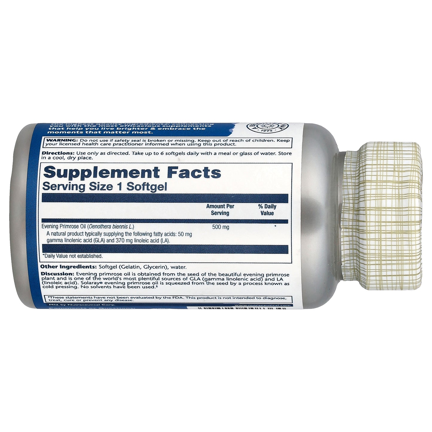 Solaray, Plant Sourced Evening Primrose Oil, 500 mg, 90 Softgels