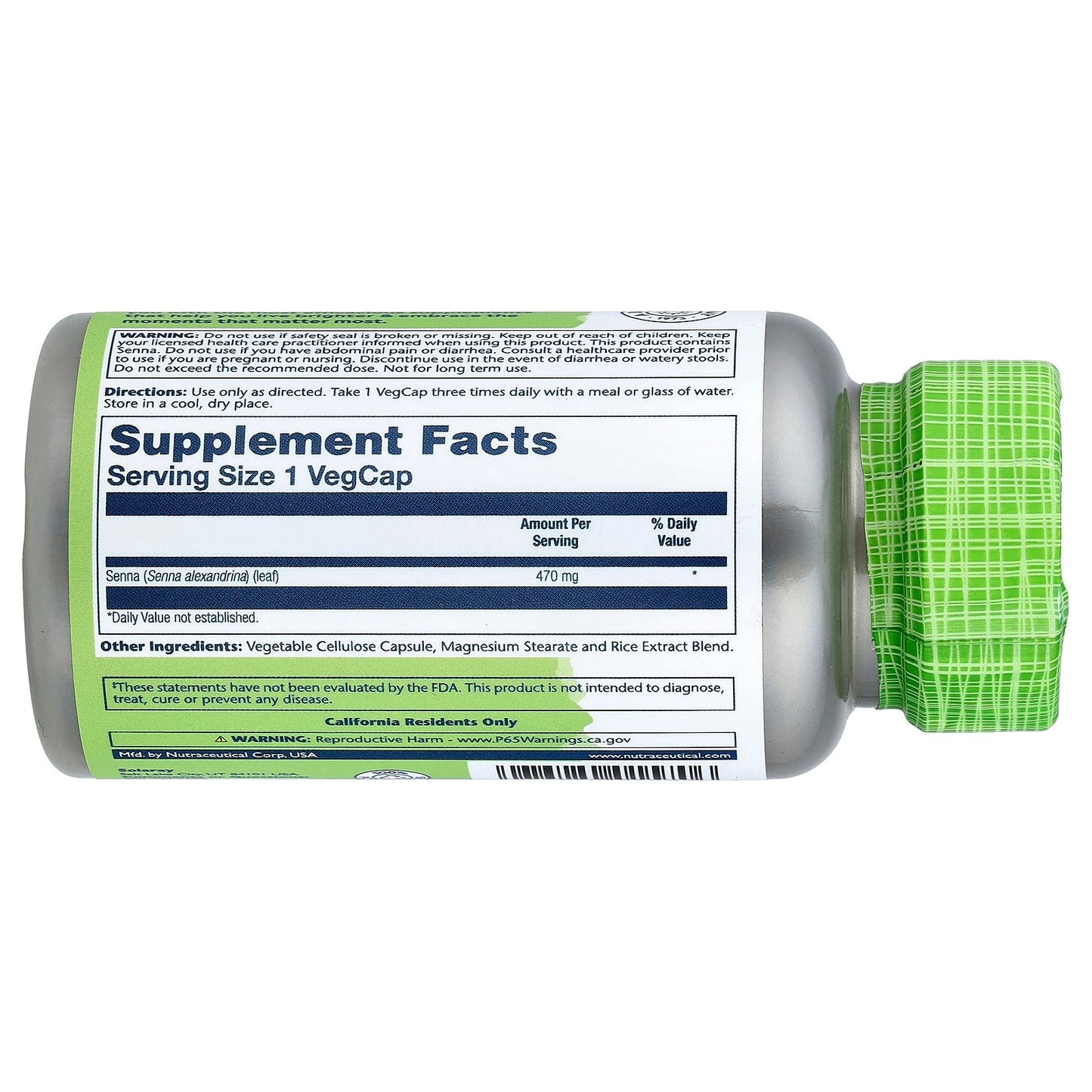 Solaray, Senna, 470 mg, 100 VegCaps