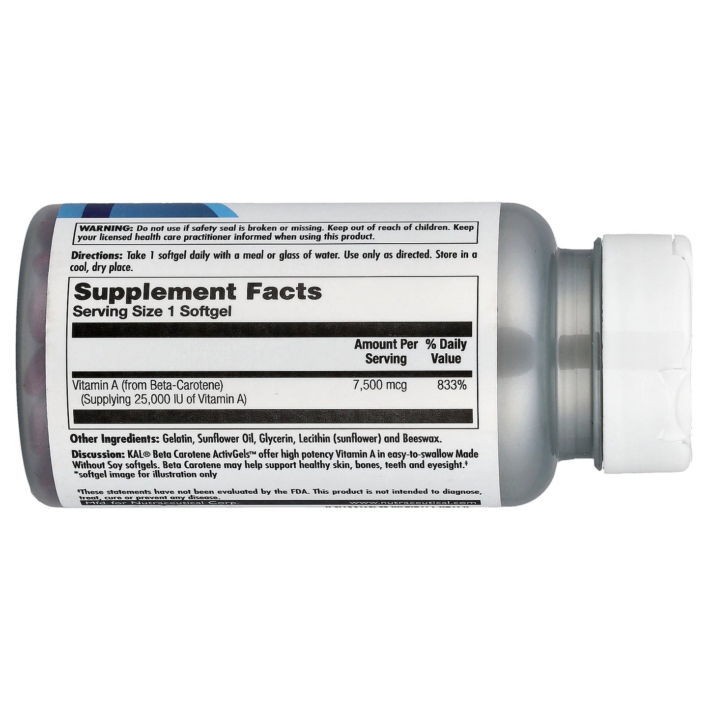 KAL, Beta Carotene, 7,500 mcg (25,000 IU), 100 Softgels