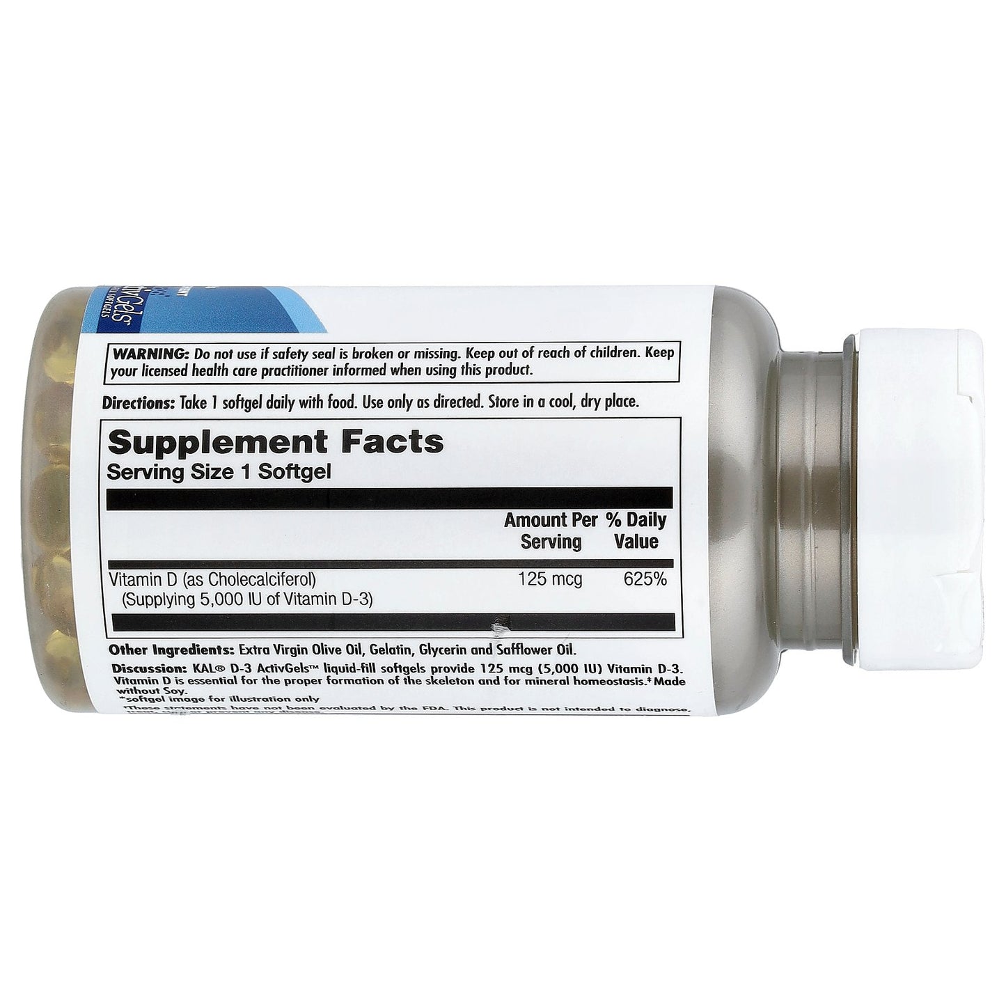 KAL, D-3, 125 mcg (5,000 IU), 90 Softgels