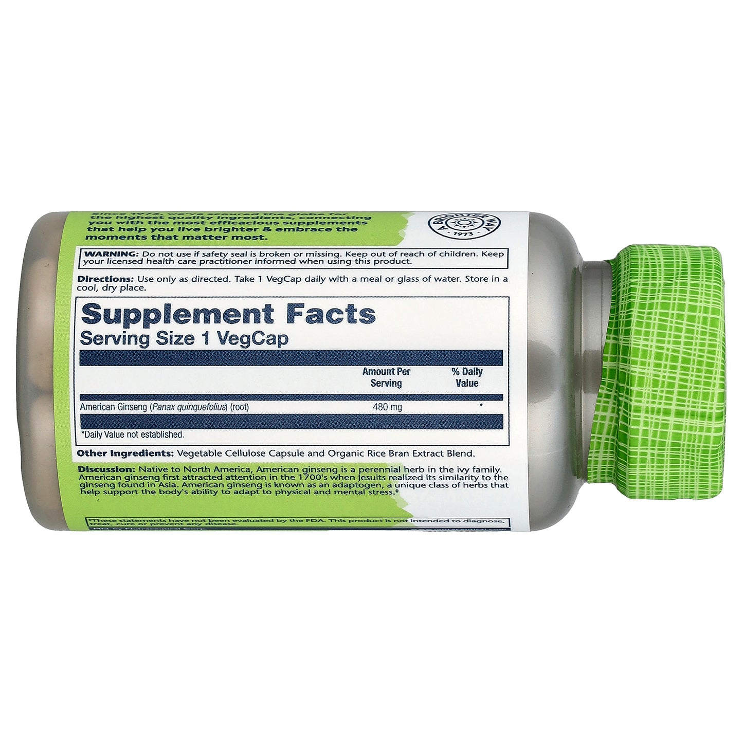 Solaray, True Herbs, American Ginseng, 480 mg, 50 VegCaps