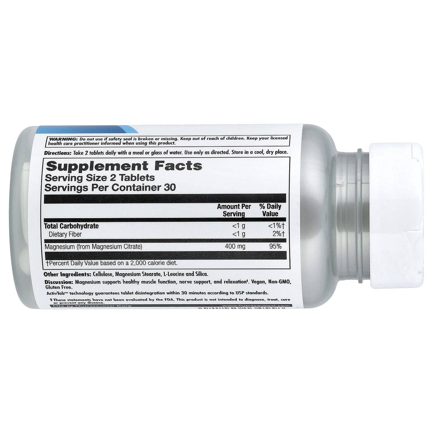 KAL, Magnesium Citrate 400, 60 Tablets (200 mg Per tablet)