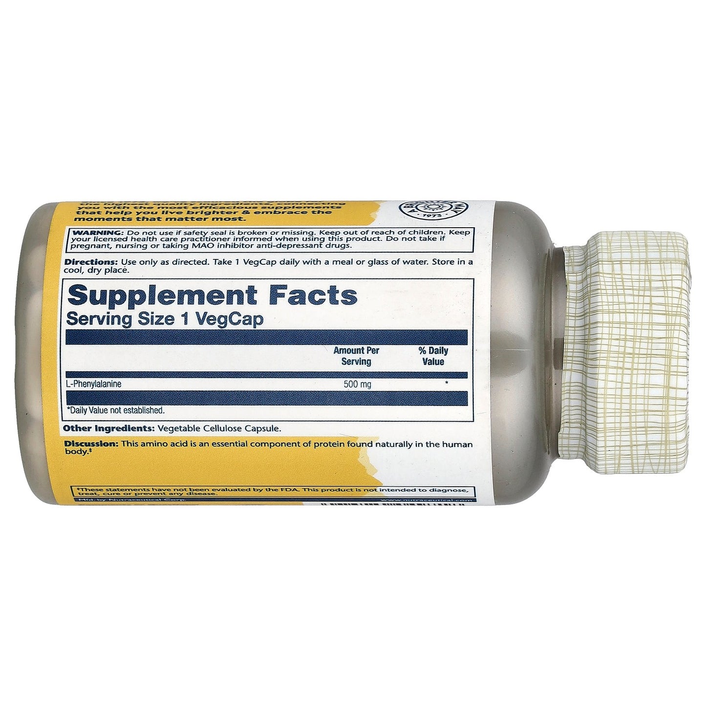 Solaray, L-Phenylalanine, 500 mg, 60 VegCaps