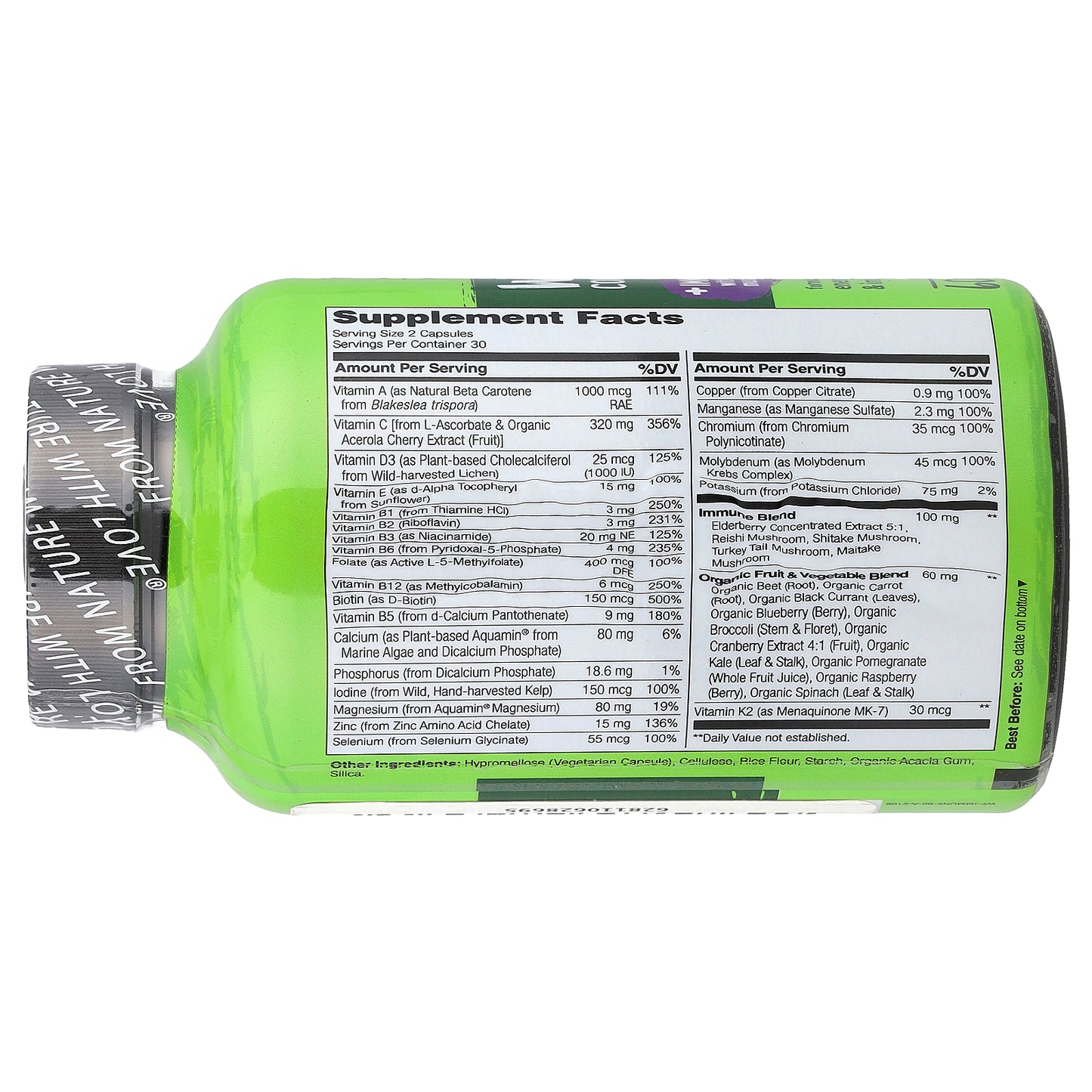 NATURELO, Whole Food Complete Multivitamin + Immune Blend, 60 Vegetarian Capsules