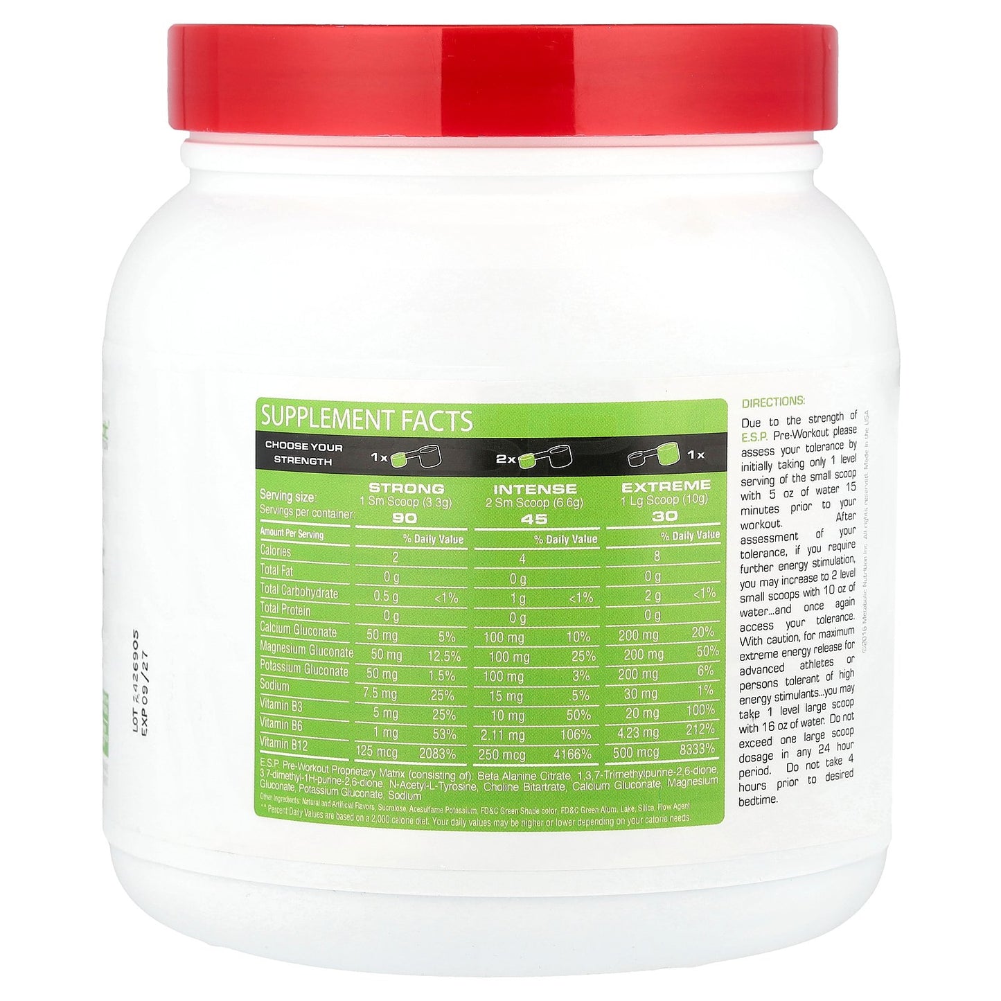 Metabolic Nutrition, E.S.P.® Pre-Workout, Green Apple, 300 g
