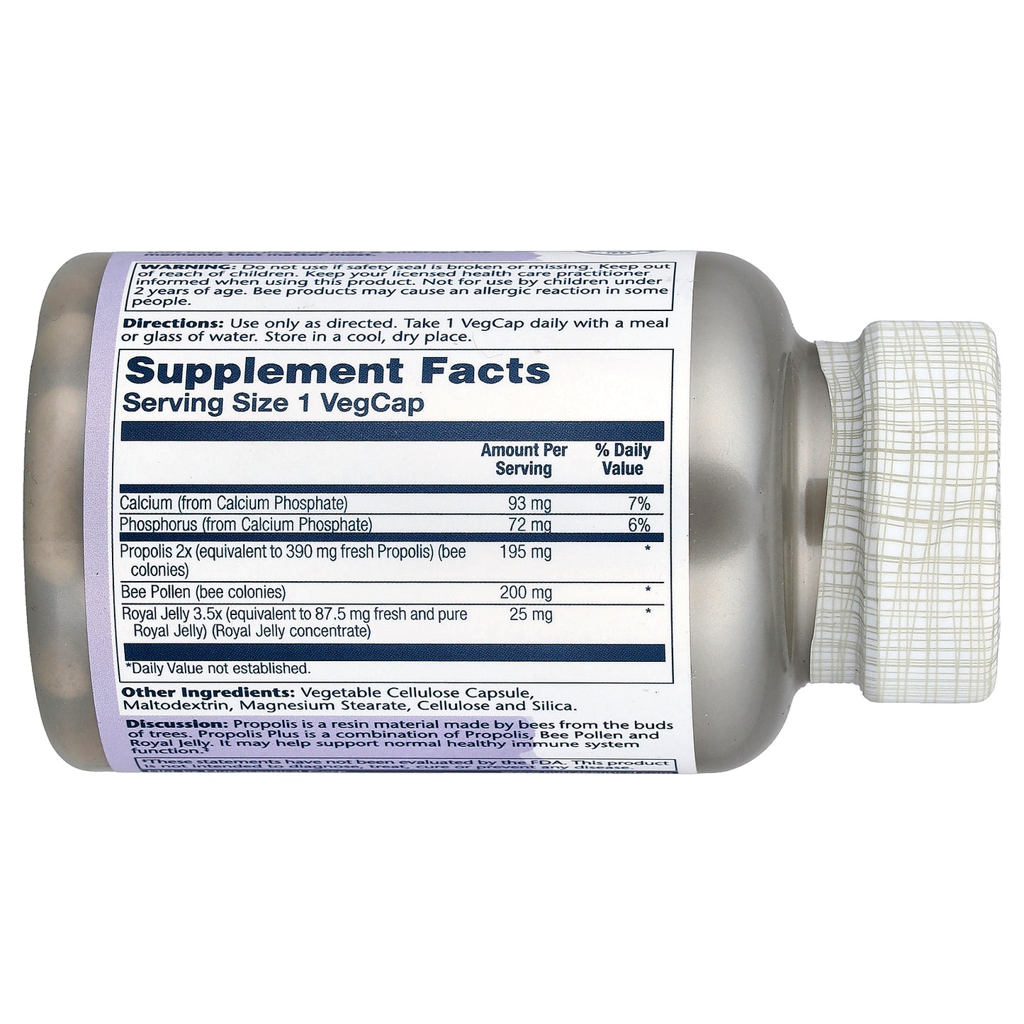 Solaray, Propolis Plus™, Propolis, Bee Pollen & Royal Jelly, 90 VegCaps