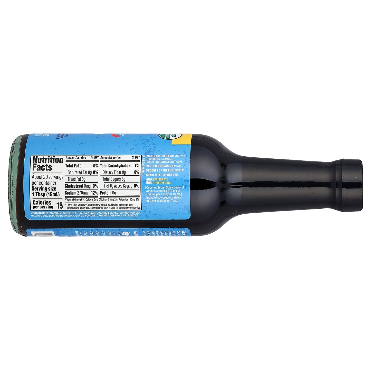 Coconut Secret, Coconut Aminos, Soy-Free Soy Sauce Alternative, Medium Spicy, 10 fl oz (296 ml)